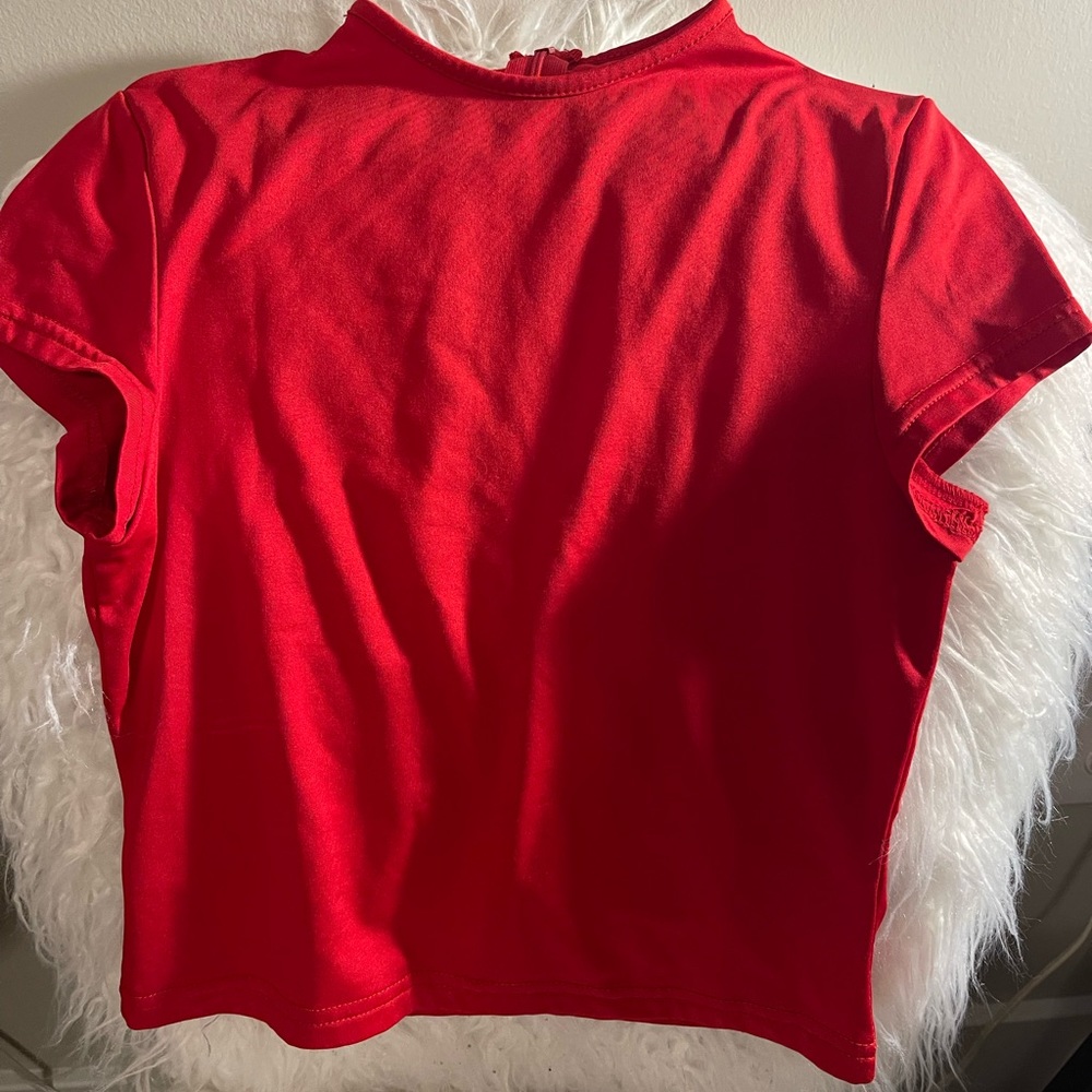 NWOT Red Crop with Zip Up Back
